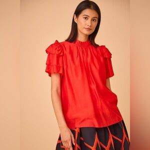 HUNTER BELL Ruffle Sleeve Blouse, XS